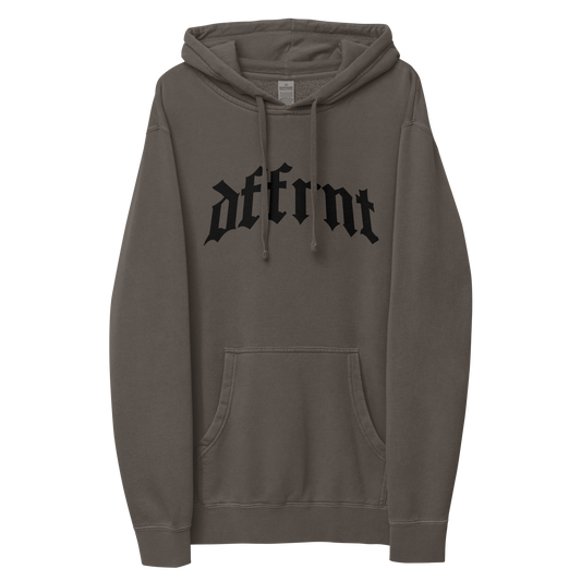 "DFFRNT" BY OYG BLK ON BLK PIGMENT-DYED HOODIE